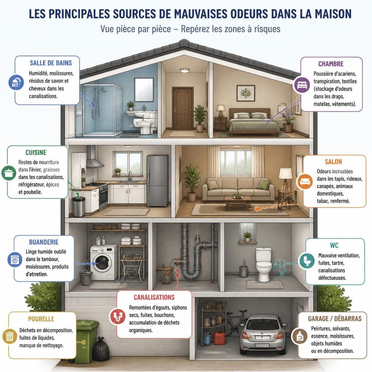 découvrez comment éliminer efficacement les mauvaises odeurs dans chaque pièce de votre maison. identifiez les causes et appliquez nos solutions pratiques pour un intérieur frais et agréable.