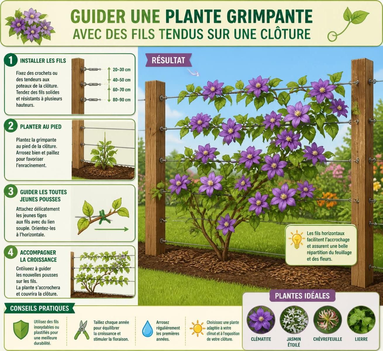 découvrez les meilleures plantes grimpantes pour habiller vos clôtures et pergolas, avec des conseils pratiques pour les choisir et les guider facilement.