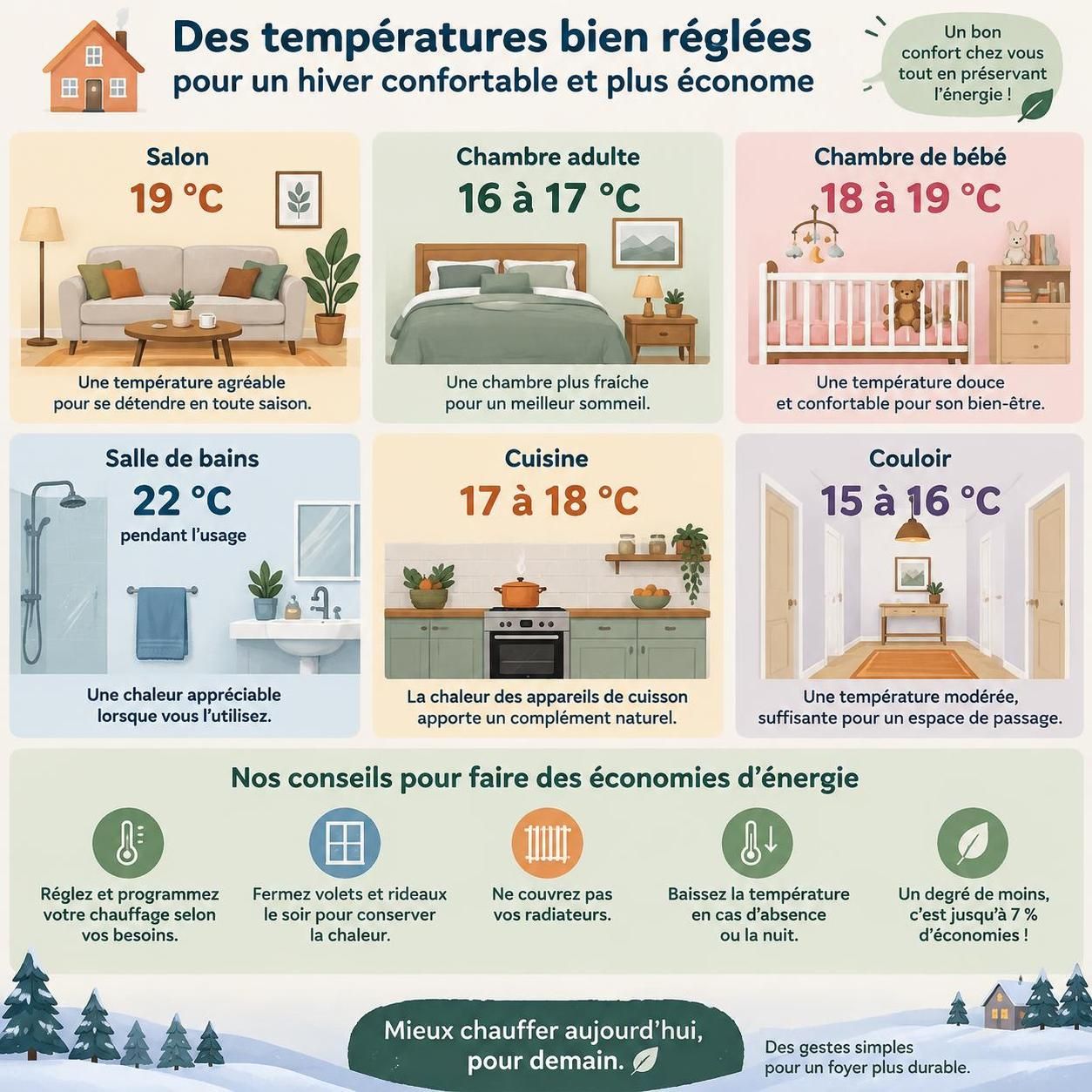 découvrez la température idéale pour chaque pièce et adoptez les bons réglages pour réduire votre facture de chauffage sans sacrifier votre confort.