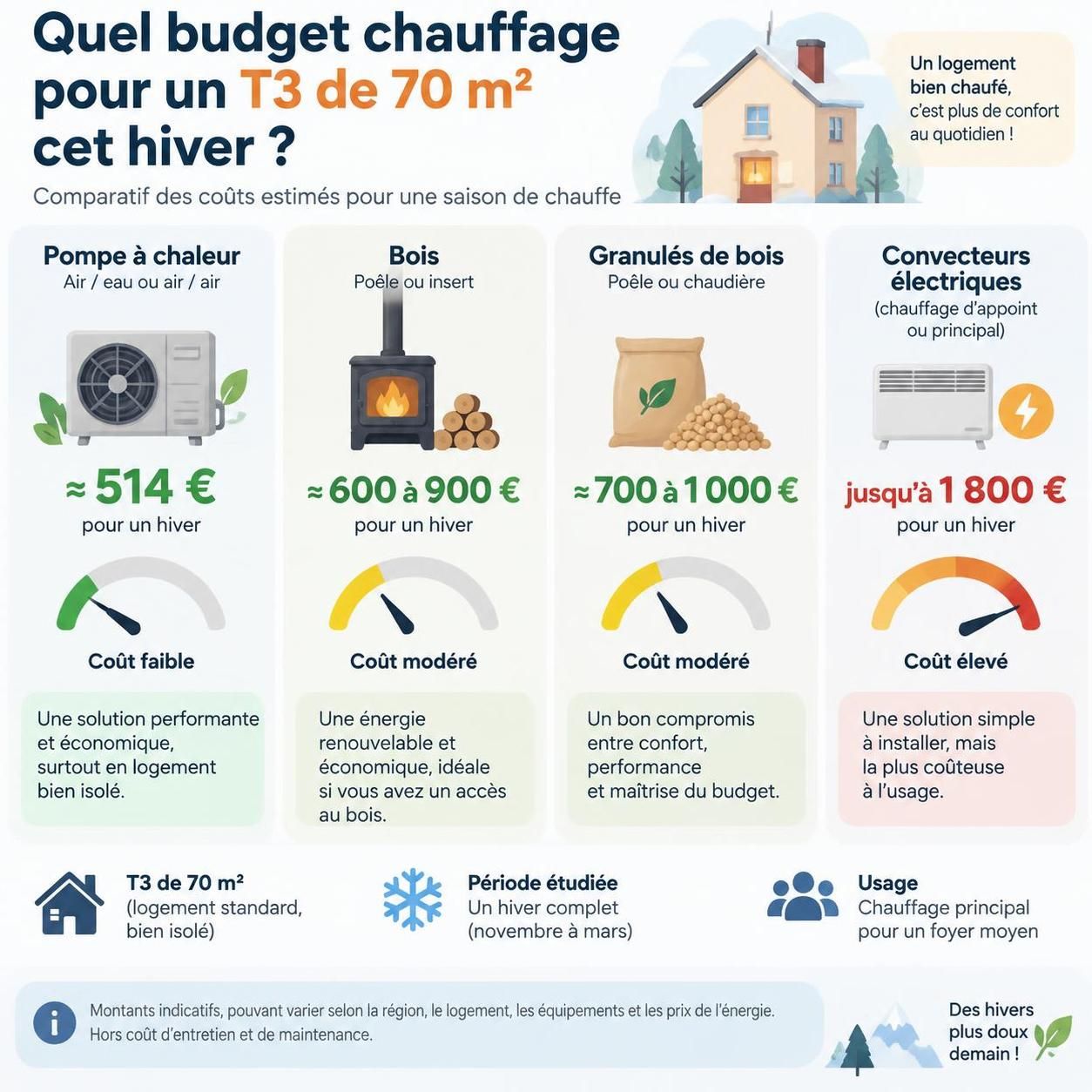 gaz, électricité ou pompe à chaleur : comparez les coûts réels de chaque mode de chauffage pour choisir la solution la plus adaptée cet hiver.