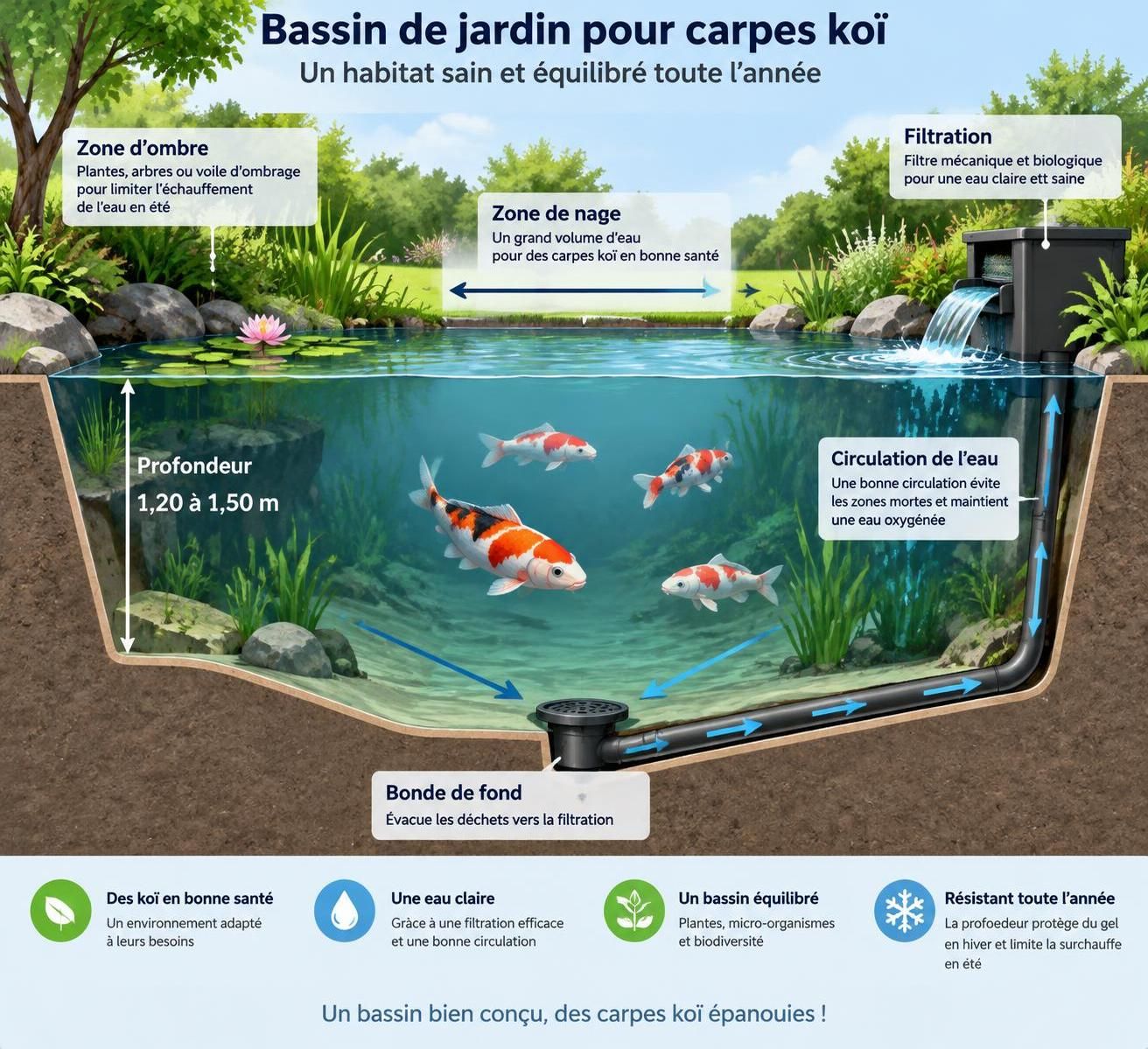 découvrez comment installer et entretenir un bassin de jardin pour carpes koï, et choisissez les espèces adaptées au climat français.