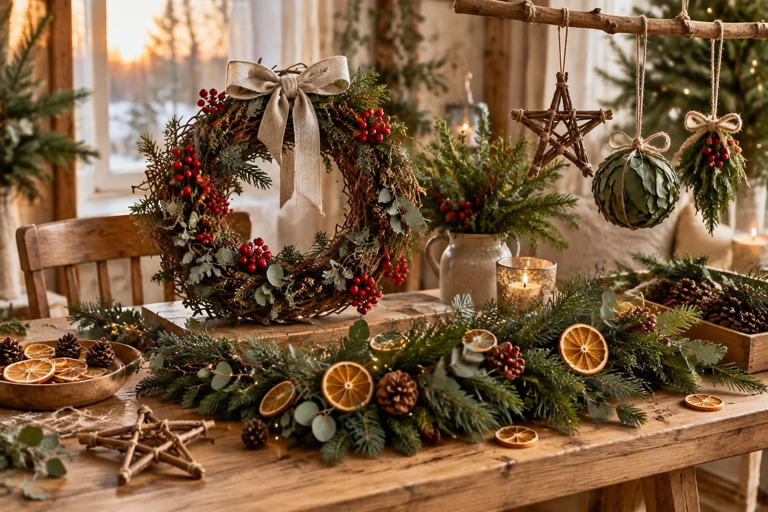 créez une déco de noël naturelle et diy : guirlandes, couronnes et décorations végétales maison pour une ambiance chaleureuse et authentique.