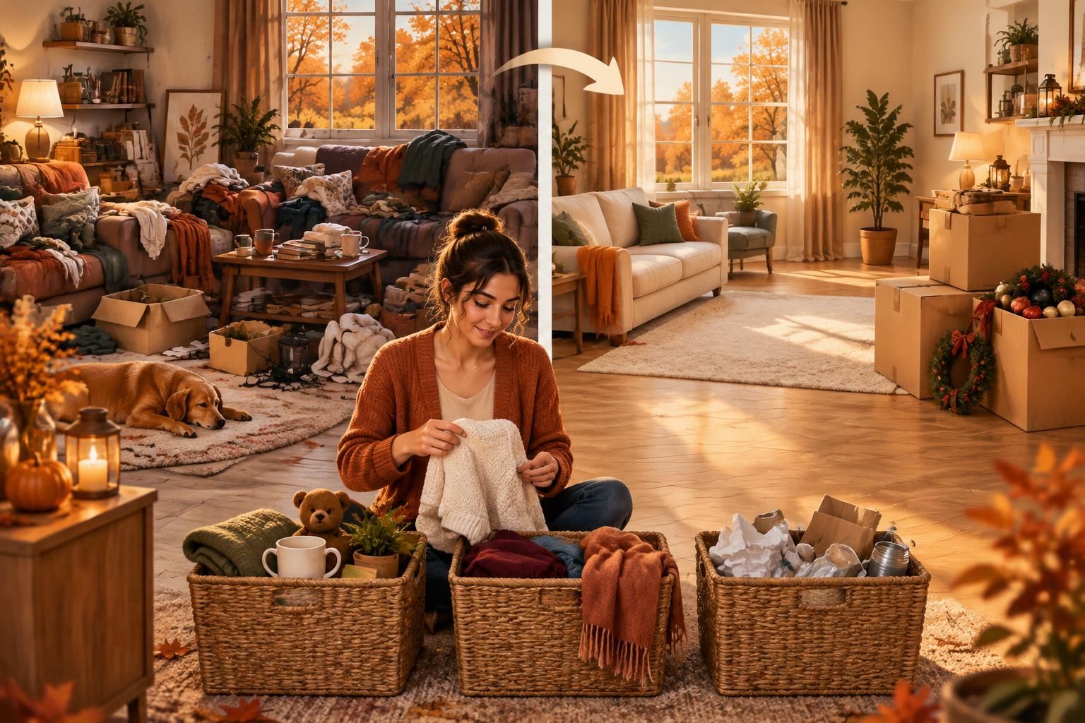 profitez de l’automne pour désencombrer votre maison et trier vos affaires avant d’installer les décorations de noël.