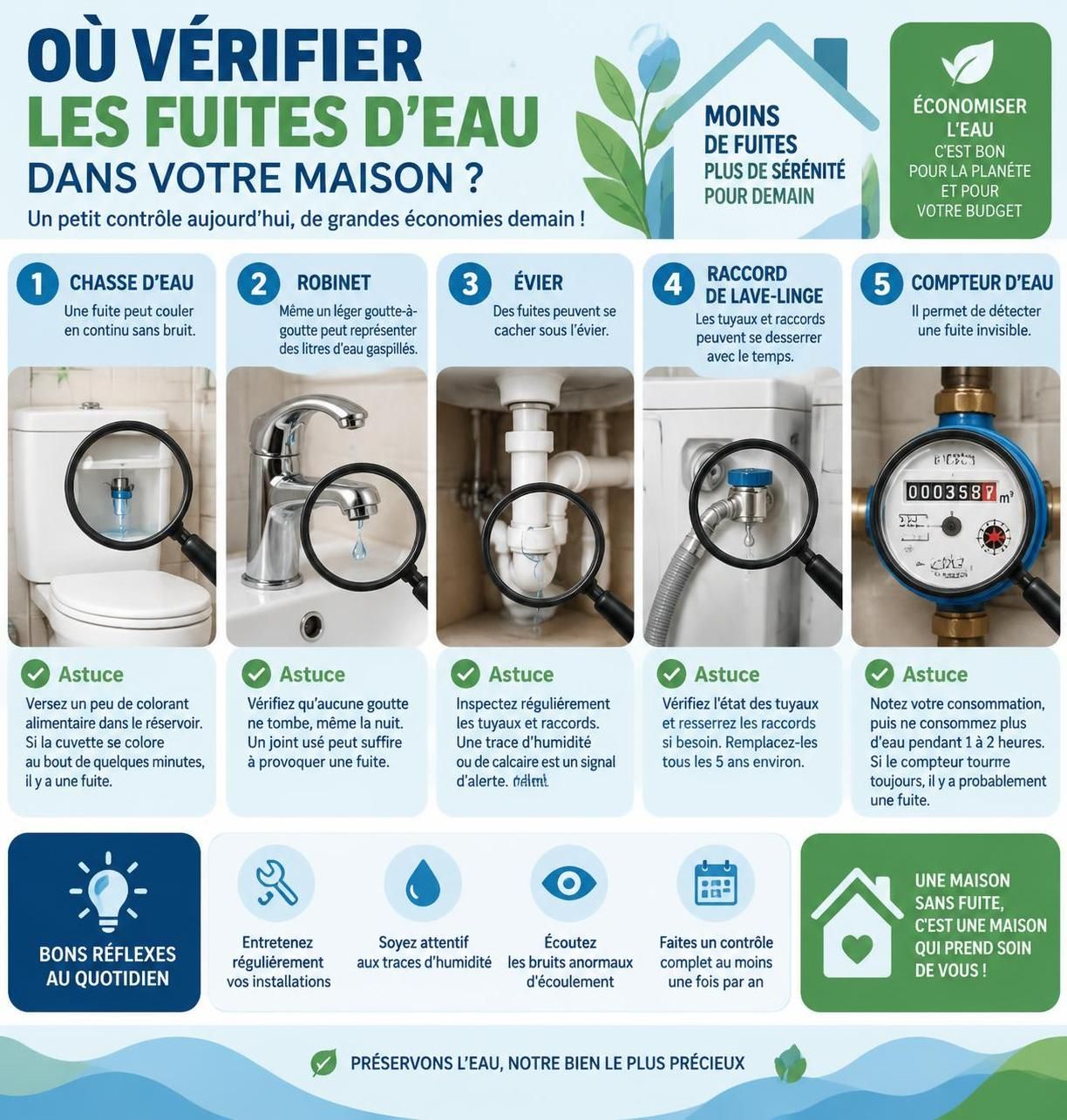 découvrez les gestes simples et équipements efficaces pour réduire votre consommation d’eau à la maison et faire des économies au quotidien.
