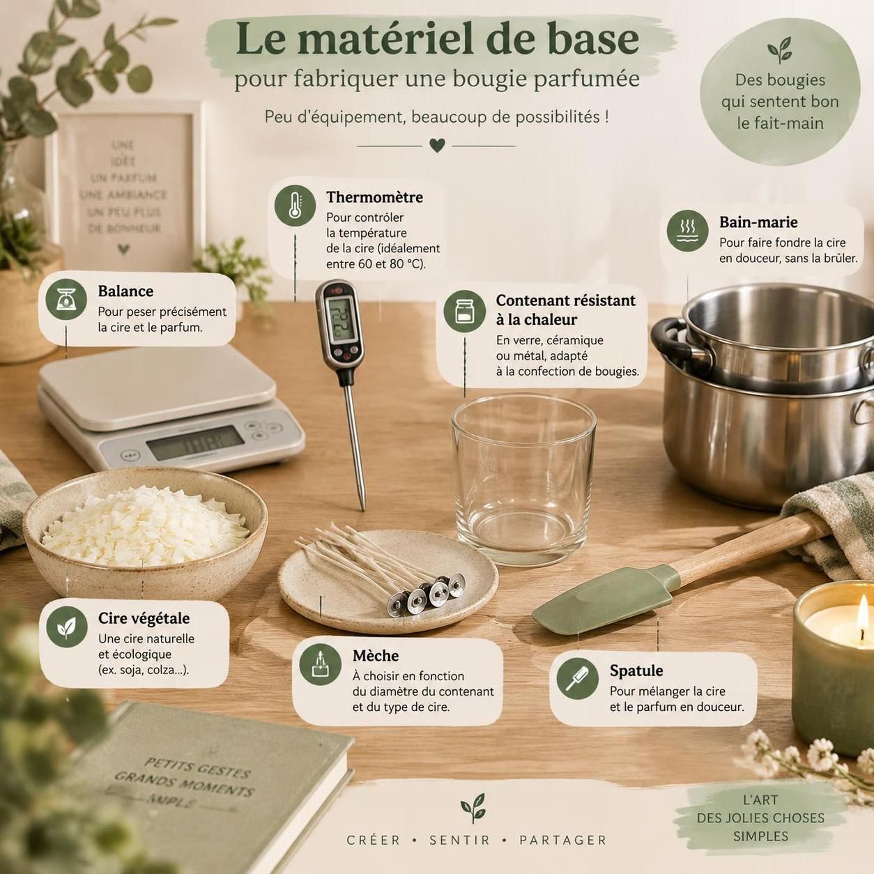 découvrez le matériel indispensable, les techniques de base et des recettes simples pour fabriquer vos propres bougies parfumées, même en débutant.