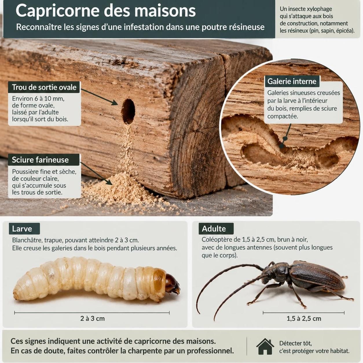 apprenez à repérer les signes d’une infestation de capricornes dans le bois et découvrez les traitements pour protéger votre charpente avant les dégâts structurels.