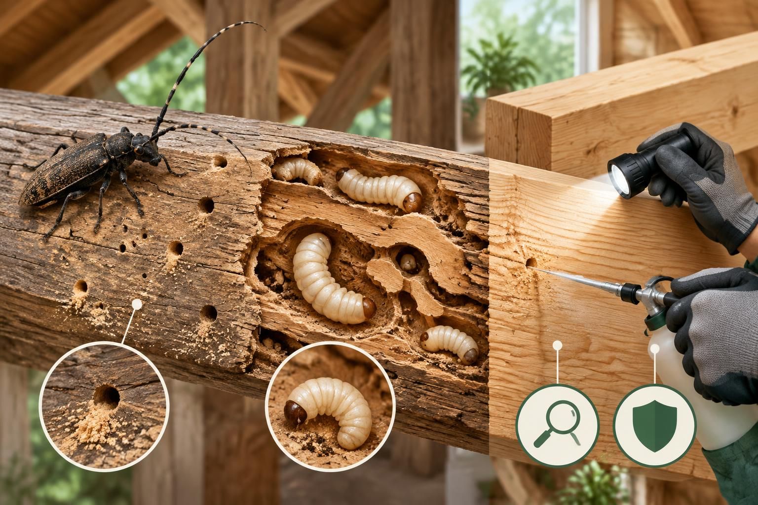 repérez les signes d’une infestation de capricornes dans le bois et découvrez les traitements adaptés pour protéger votre charpente avant des dégâts structurels.