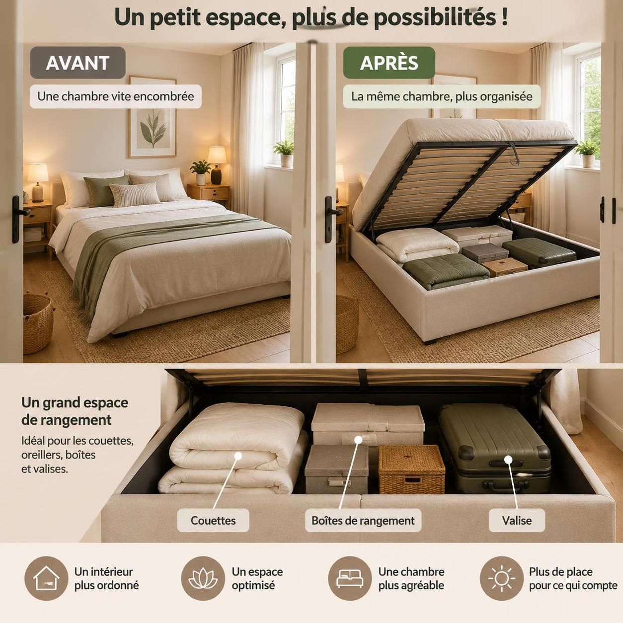 découvrez comment choisir un lit coffre adapté à vos besoins pour gagner de la place et optimiser le rangement dans votre chambre.