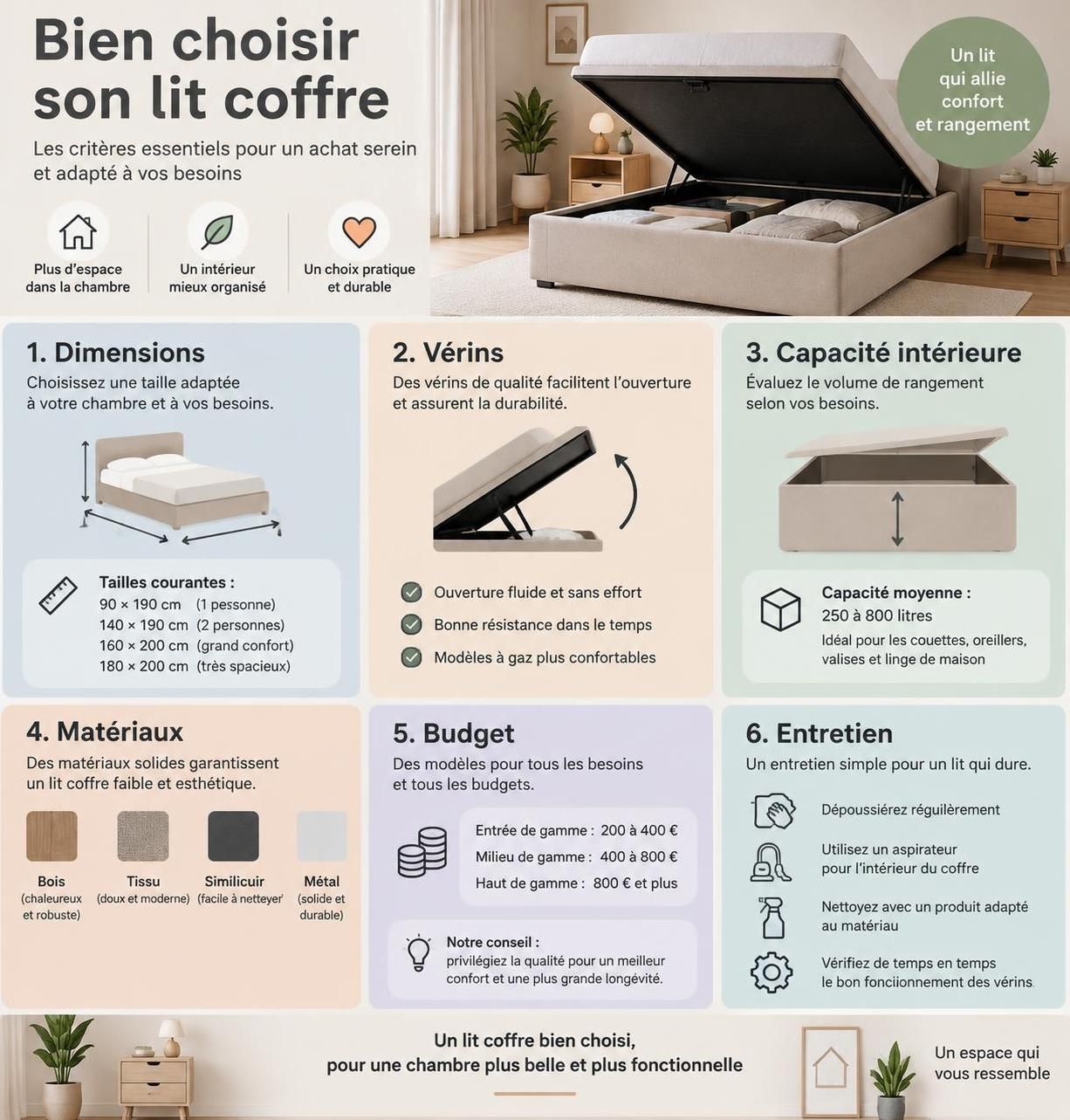 découvrez comment choisir un lit coffre pour profiter d’un rangement discret, gagner de la place et optimiser l’aménagement de votre chambre.
