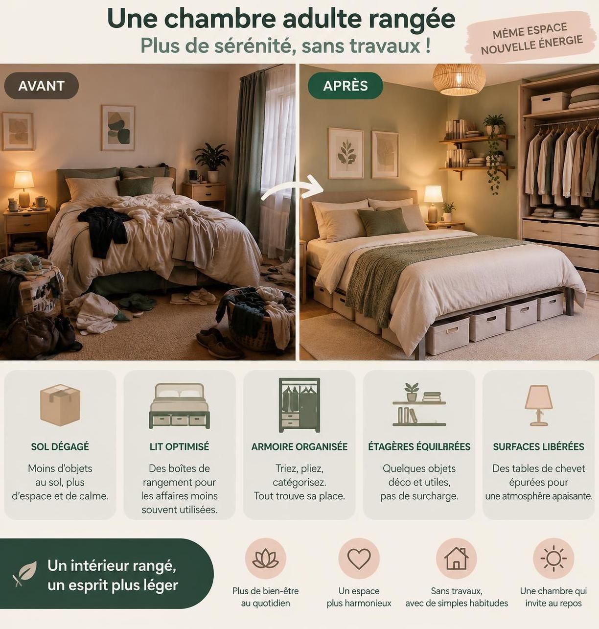 découvrez des solutions pratiques pour mieux ranger une chambre adulte, optimiser chaque recoin et gagner de l’espace sans entreprendre de travaux.