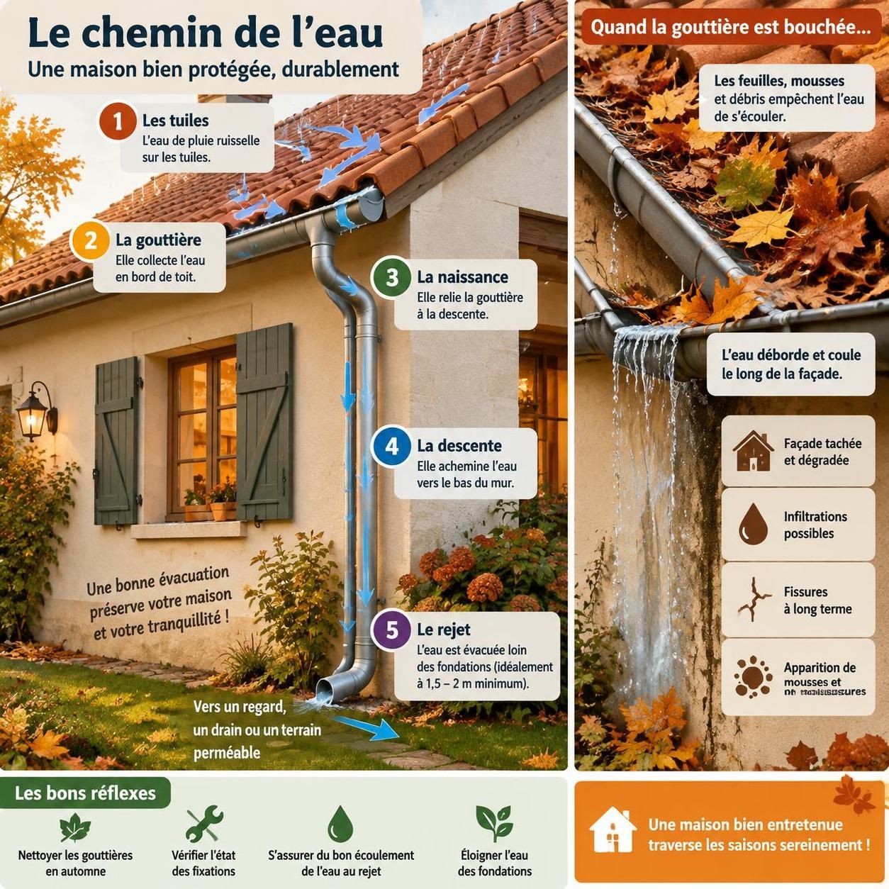 découvrez comment nettoyer vos gouttières et préparer votre toiture avant l’hiver pour prévenir les infiltrations et protéger votre maison.