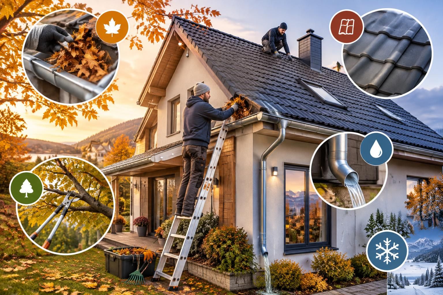 nettoyez vos gouttières et préparez votre toiture avant l’hiver pour prévenir les infiltrations et protéger votre maison des intempéries.