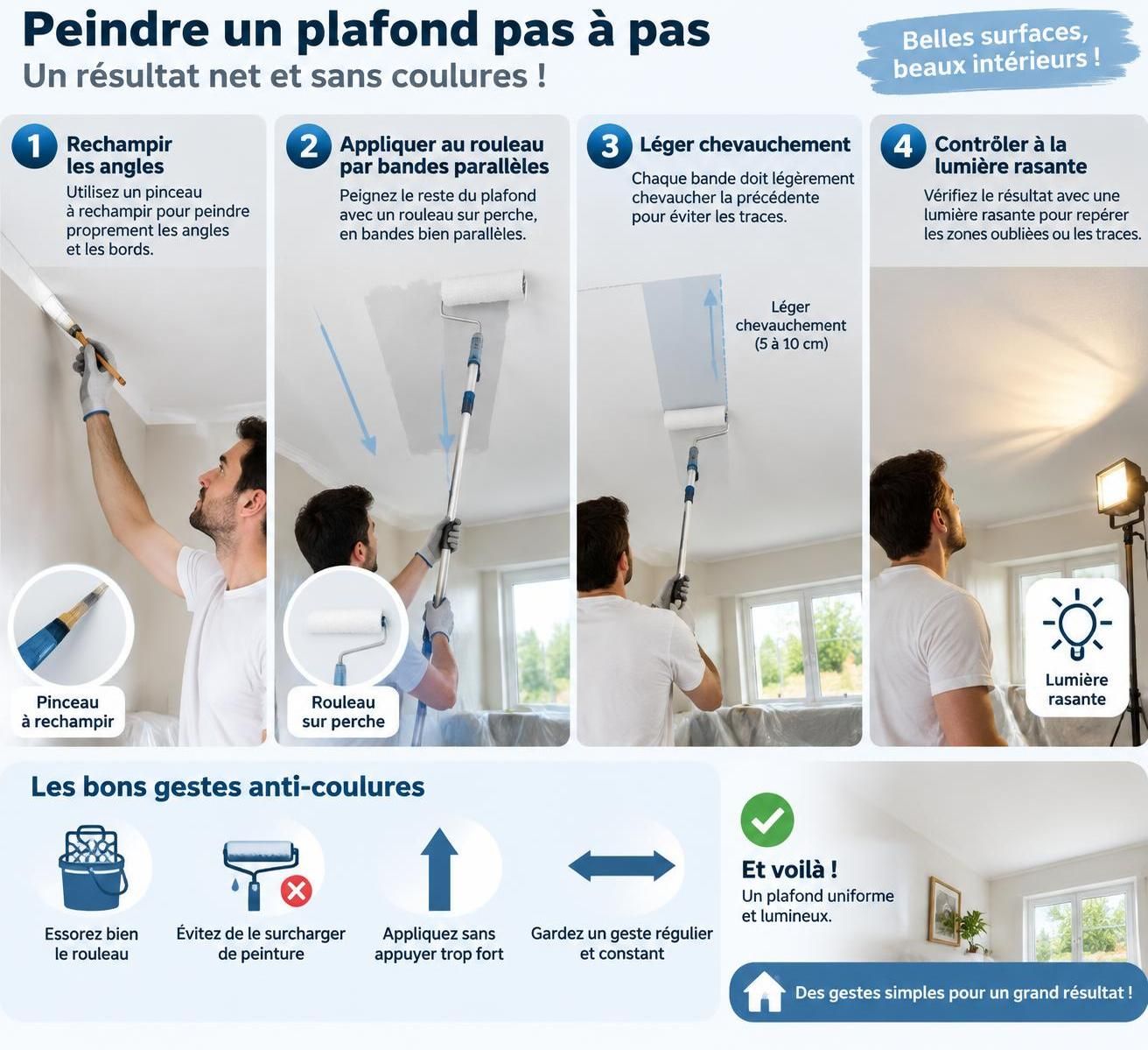 découvrez les astuces pour peindre votre plafond proprement : éviter les coulures, obtenir une finition uniforme et dire adieu aux auréoles.