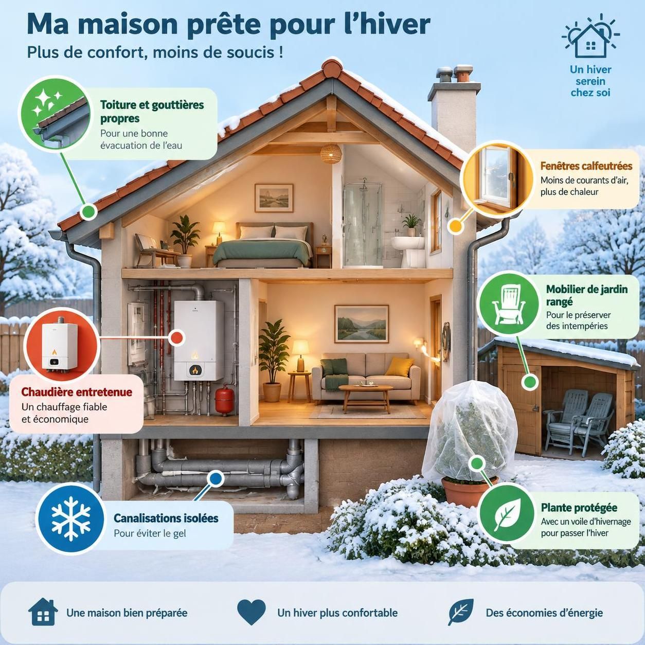 avant les premières gelées, vérifiez l’isolation, le chauffage, les canalisations et la toiture pour préparer votre maison à l’hiver et éviter les mauvaises surprises.