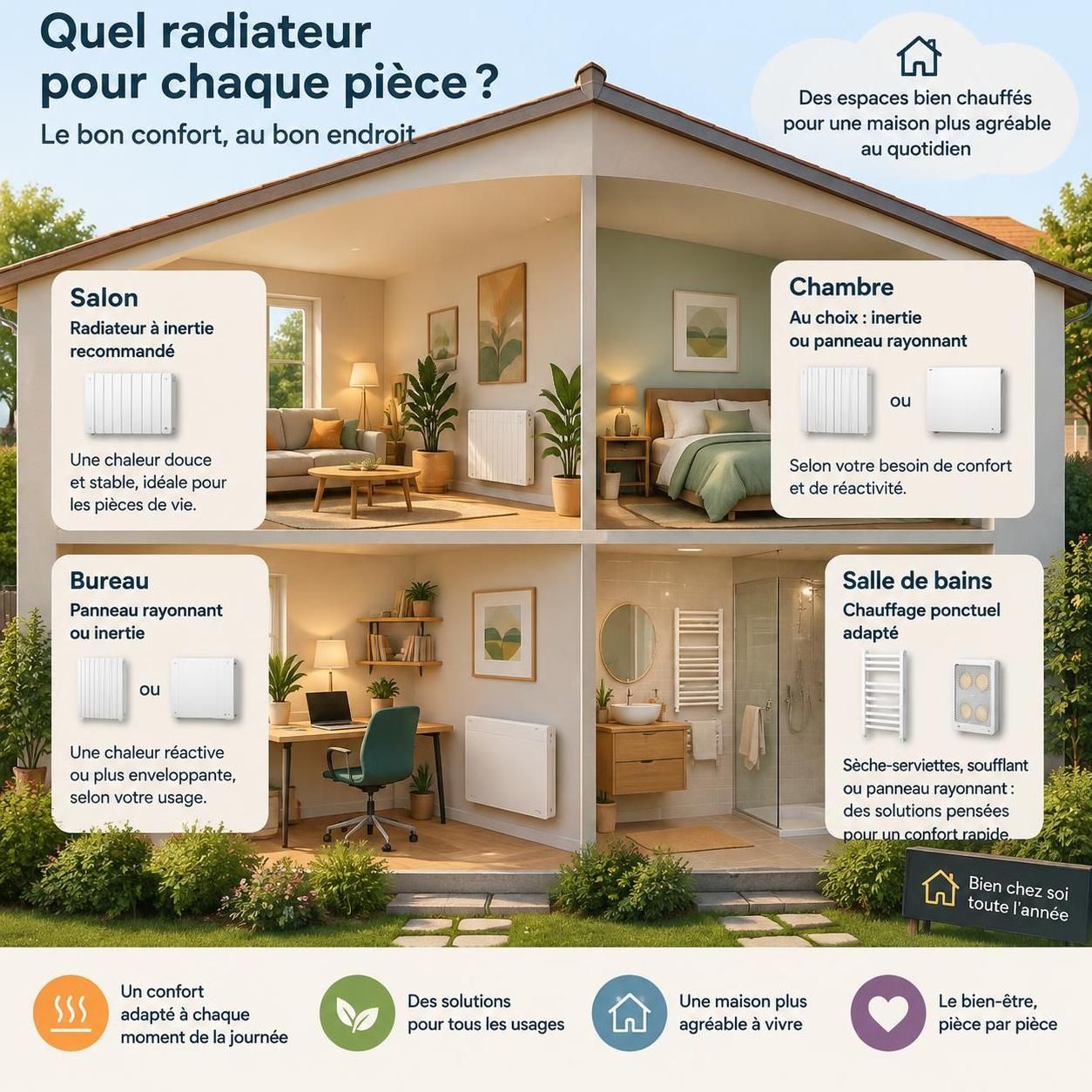 inertie, soufflant ou panneau rayonnant : découvrez quel radiateur électrique choisir en 2026 selon votre pièce, votre budget et vos besoins de confort.