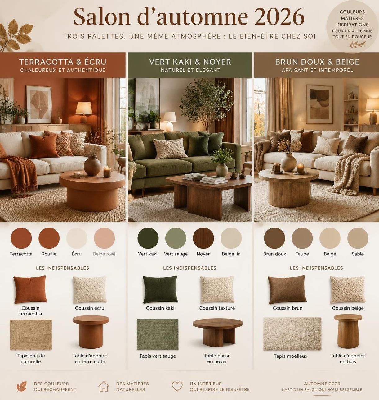 découvrez les tendances déco de l’automne 2026 et nos idées simples pour renouveler votre salon sans tout changer.