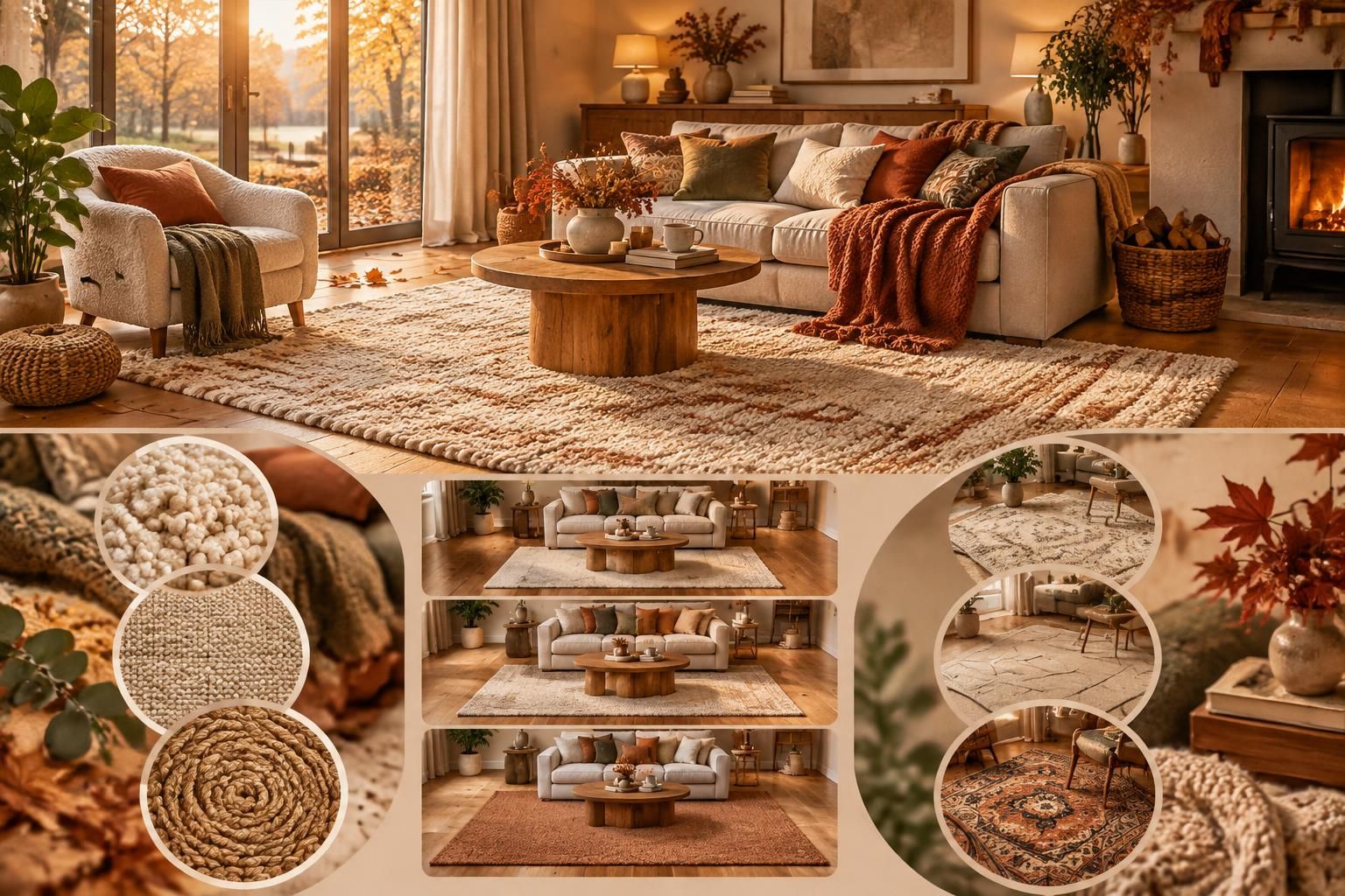 découvrez comment choisir la matière, la taille et le style de votre tapis de salon pour créer une ambiance automnale douce et cocooning.