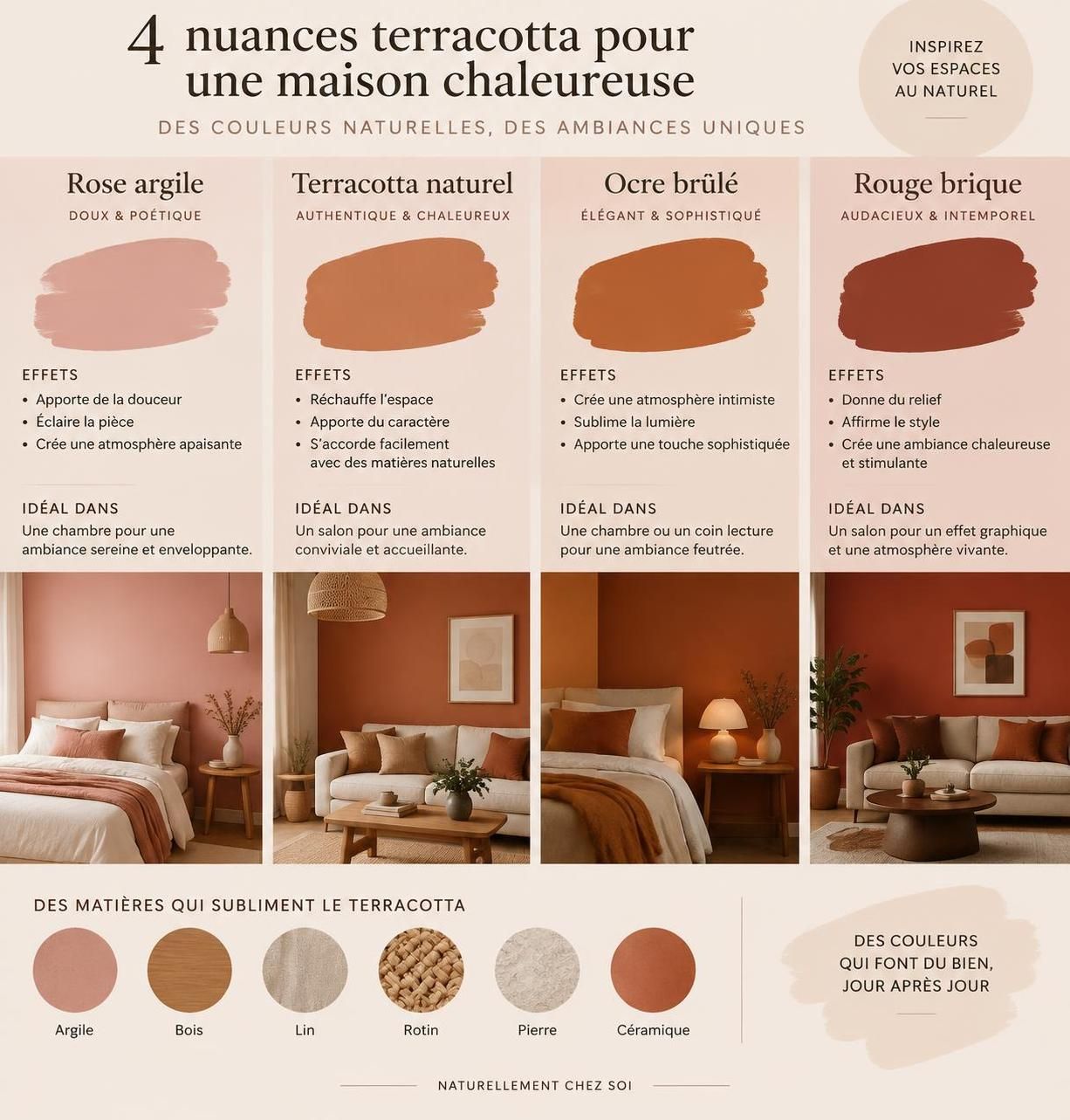 découvrez comment intégrer le terracotta dans votre décoration avec les bons matériaux, couleurs et accessoires pour créer une ambiance chaleureuse et tendance.
